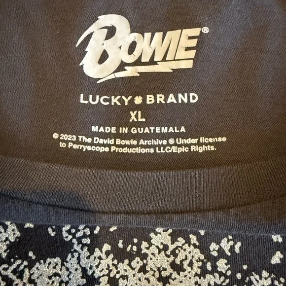 Lucky Brand Black David Bowie Graphic Tee with Silver Glitter - Picture 4 of 4